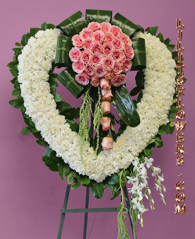 elegant open heart white and pink